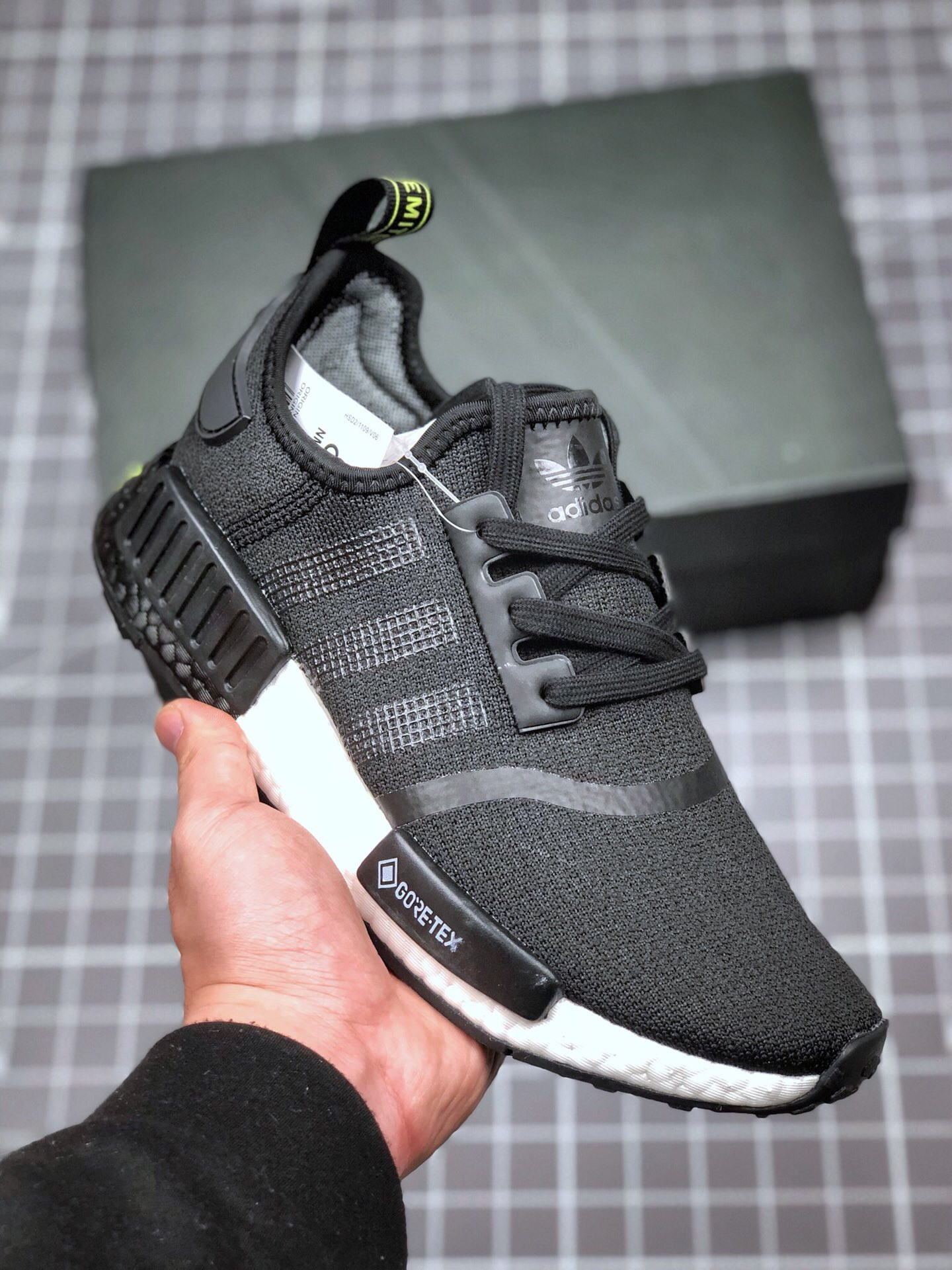 Adidas NMD R1 Gore-Tex Black Solar Yellow EE6433 For Sale