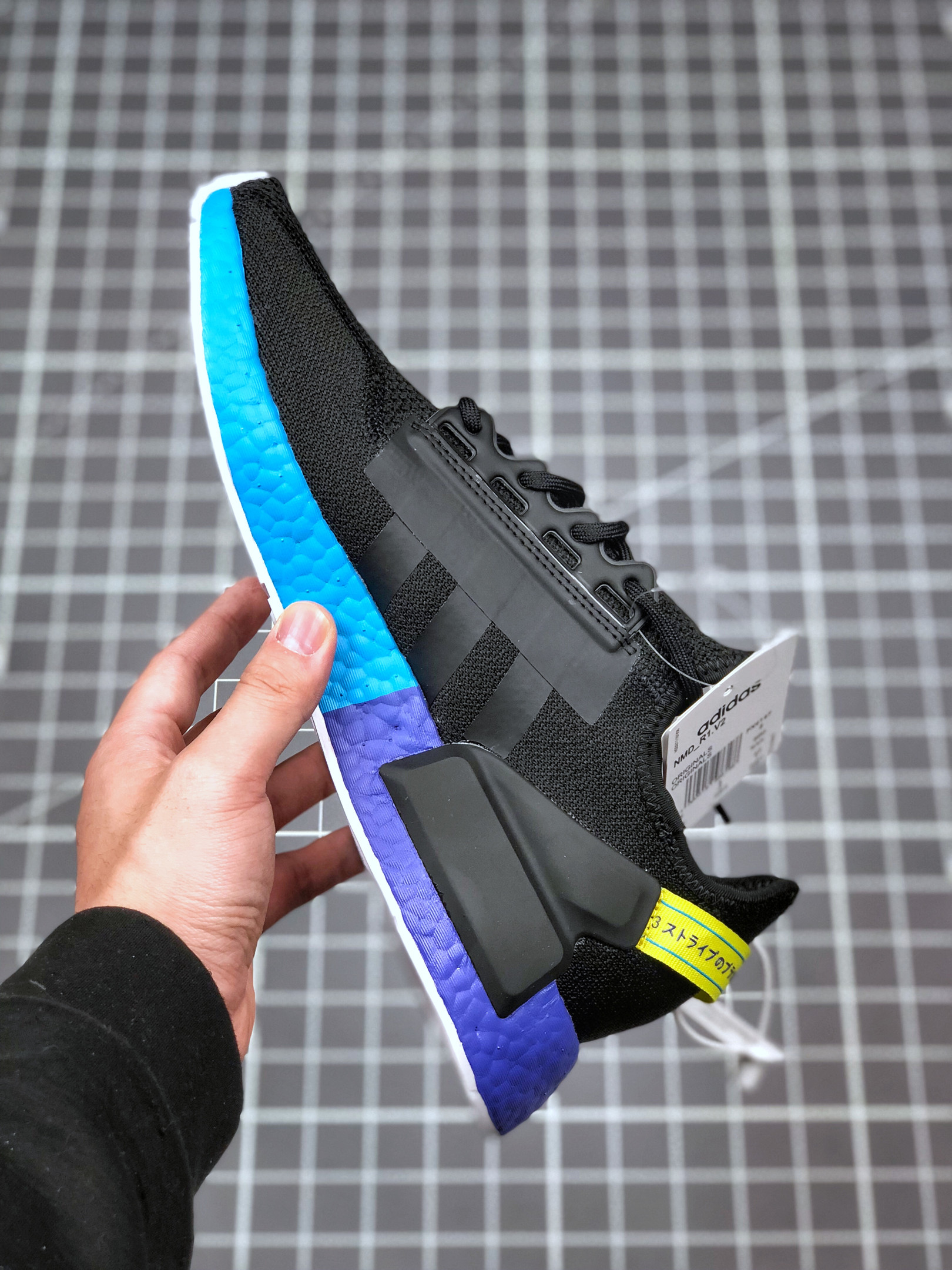 Adidas NMD R1 V2 Black Carbon Shock Yellow FX4147 For Sale