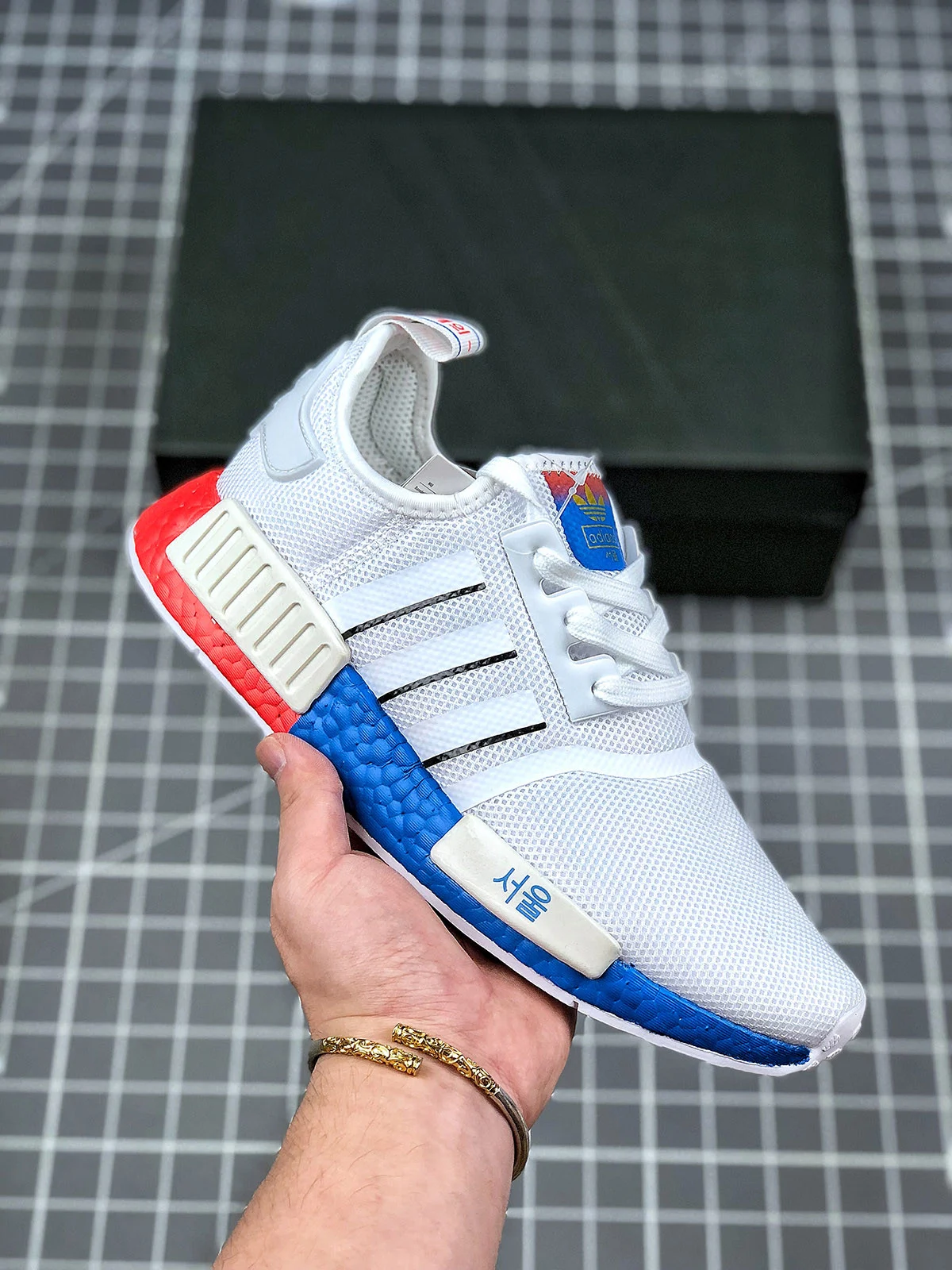 Adidas NMD R1 White Core BlackBlue FY1163 For Sale