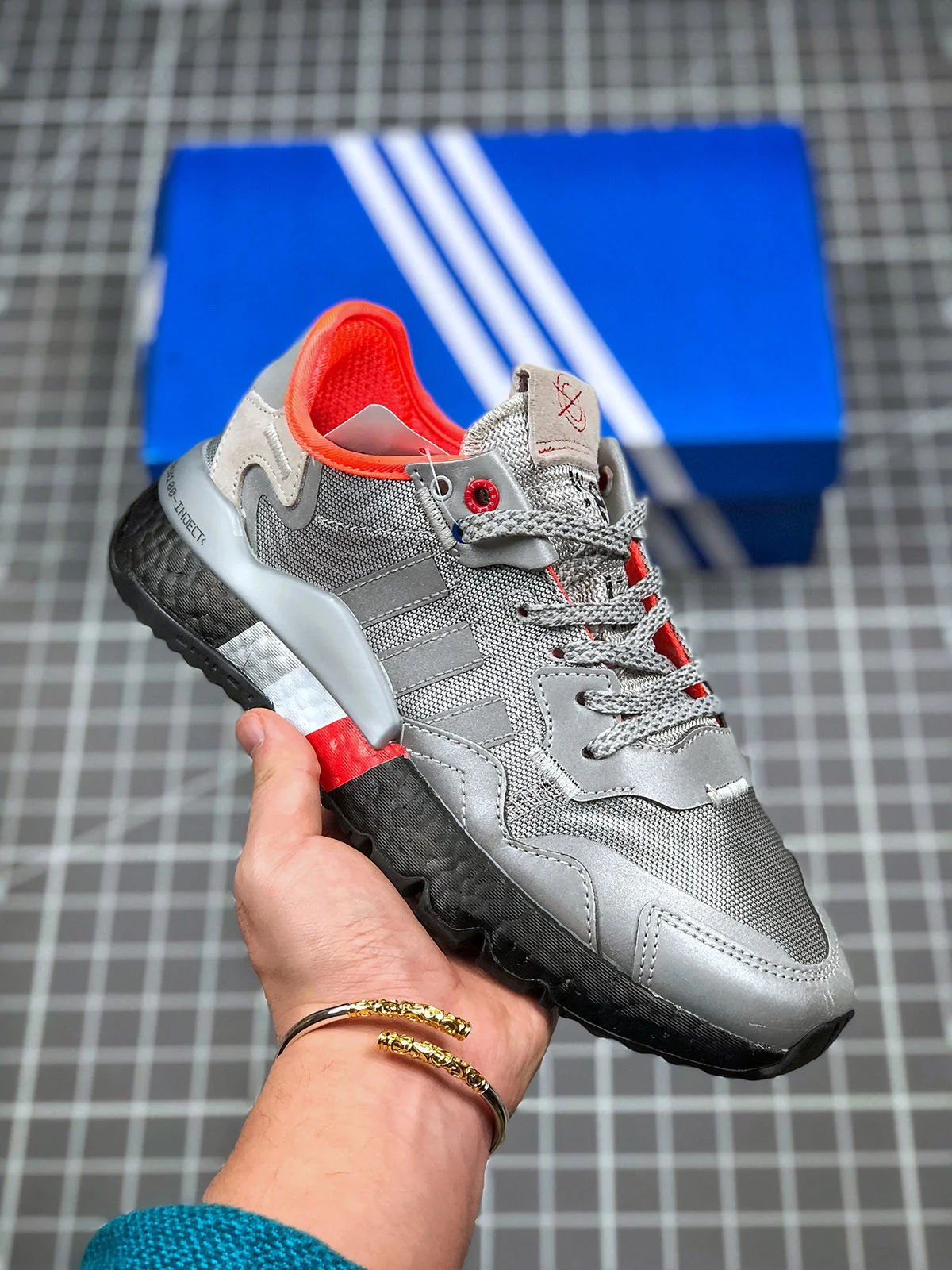 Adidas Nite Jogger Silver Metallic Black FV3787 For Sale