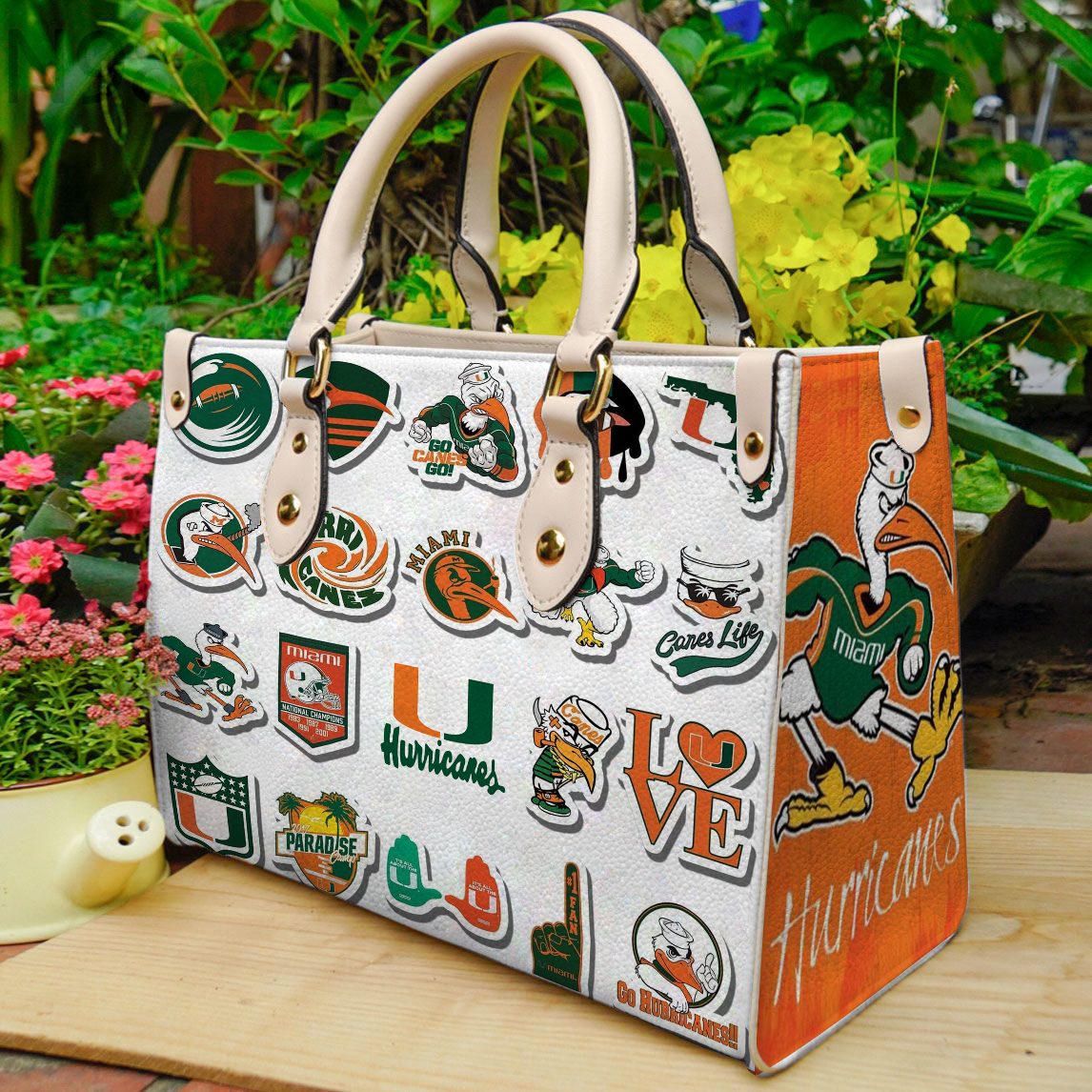 Miami Hurricanes Women Leather Hand Bag