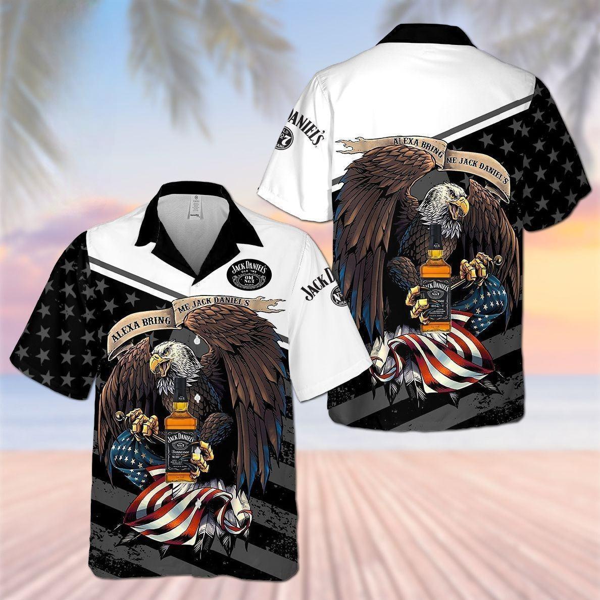 Bald Eagle Alexa Brings Me Jack Daniels Whiskey Hawaiian Shirt ED