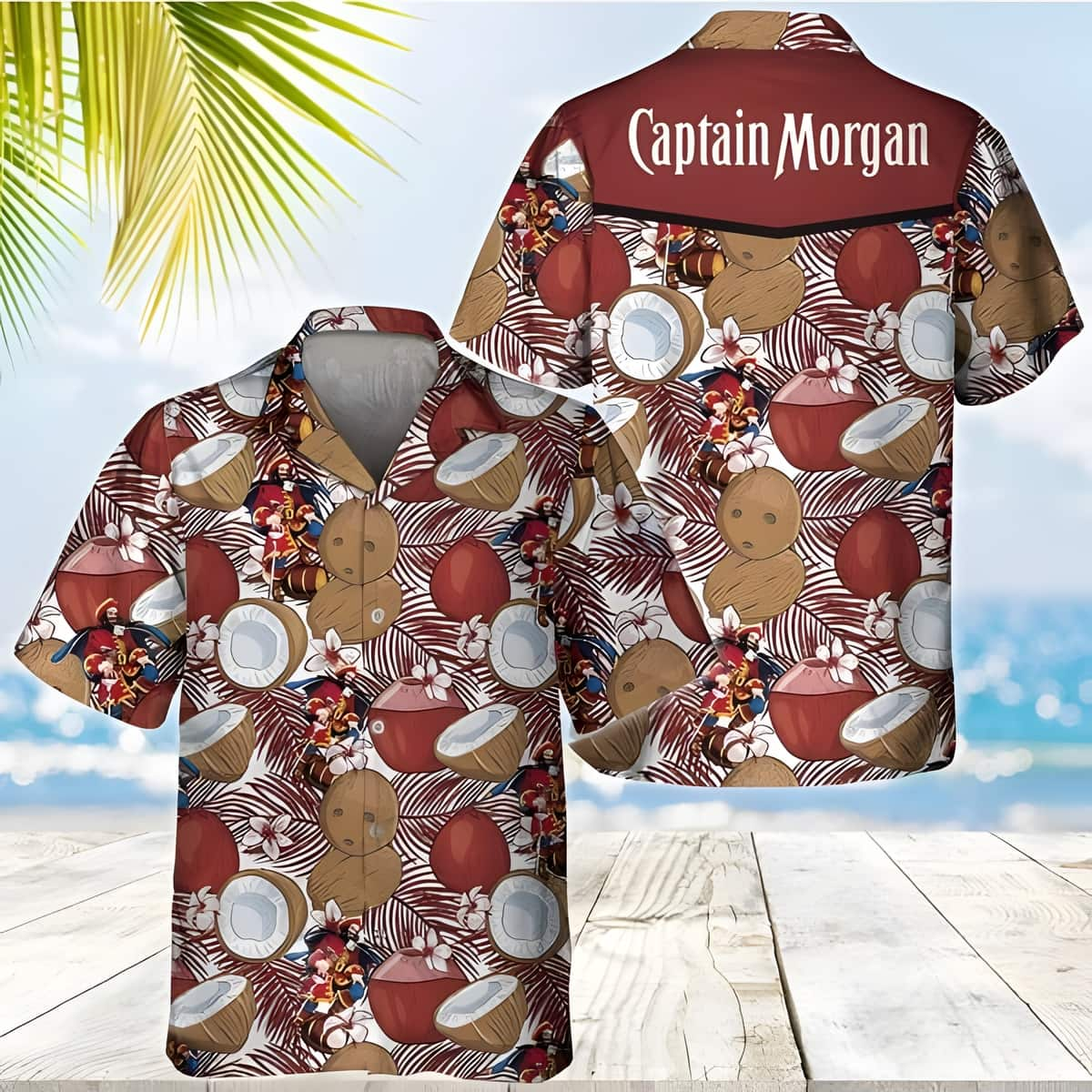 Captain Morgan Coconut Pattern Hawaiian Shirt NE