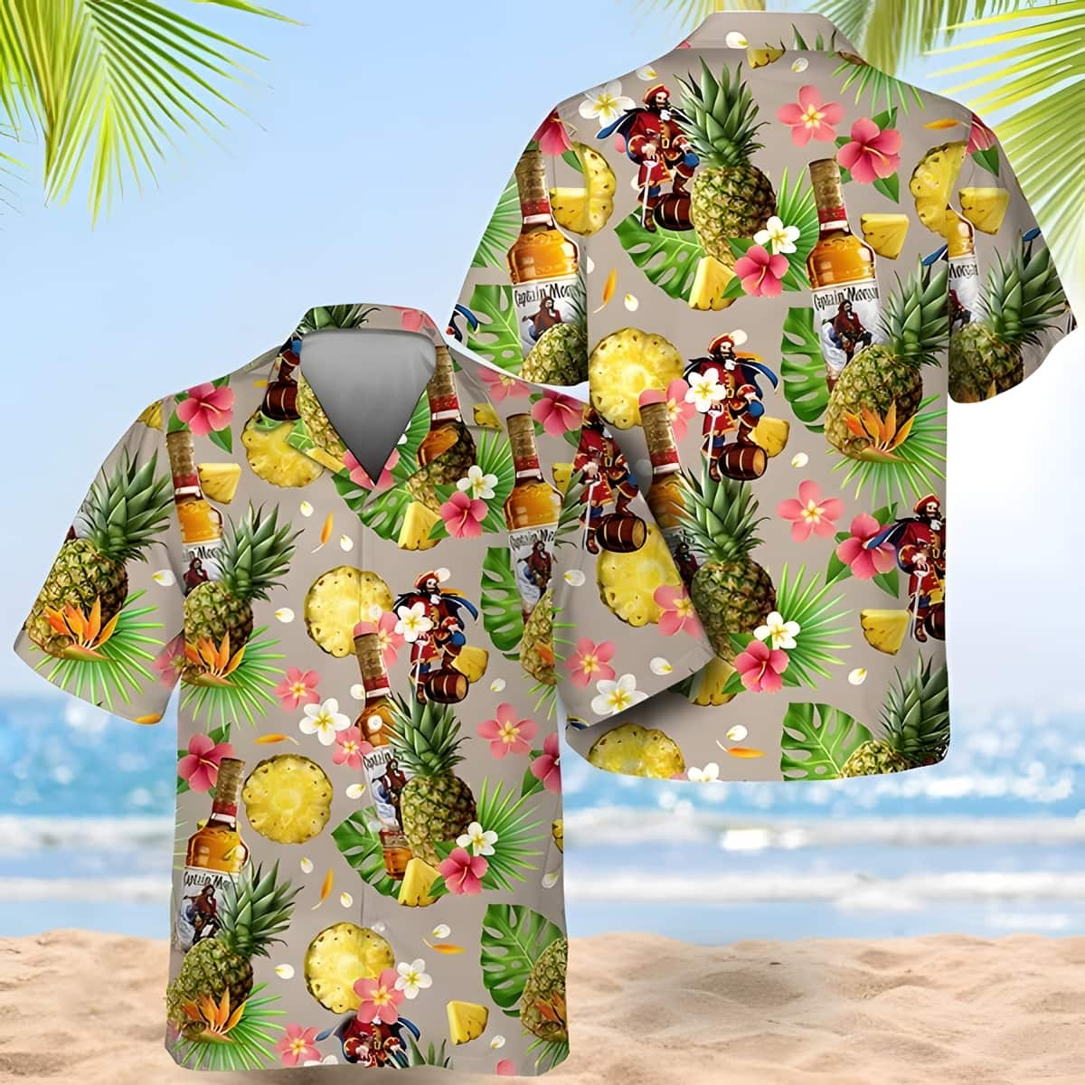 Captain Morgan Pineapple Pattern Hawaiian Shirt RL