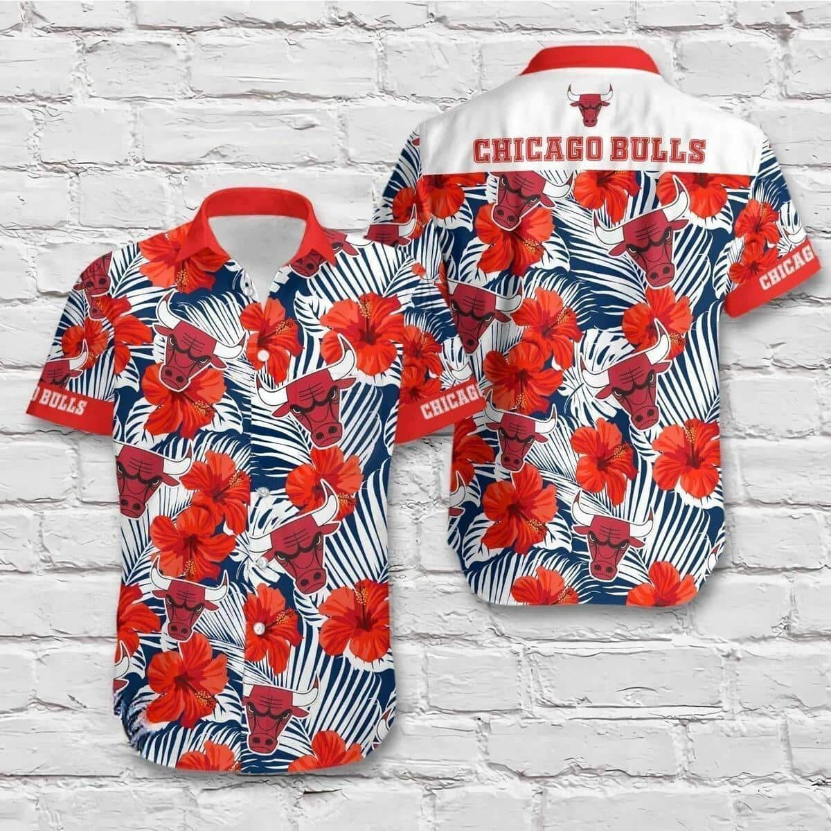 Chicago Bulls Red Hibiscus Flower Best Basketball Hawaiian Shirt MU