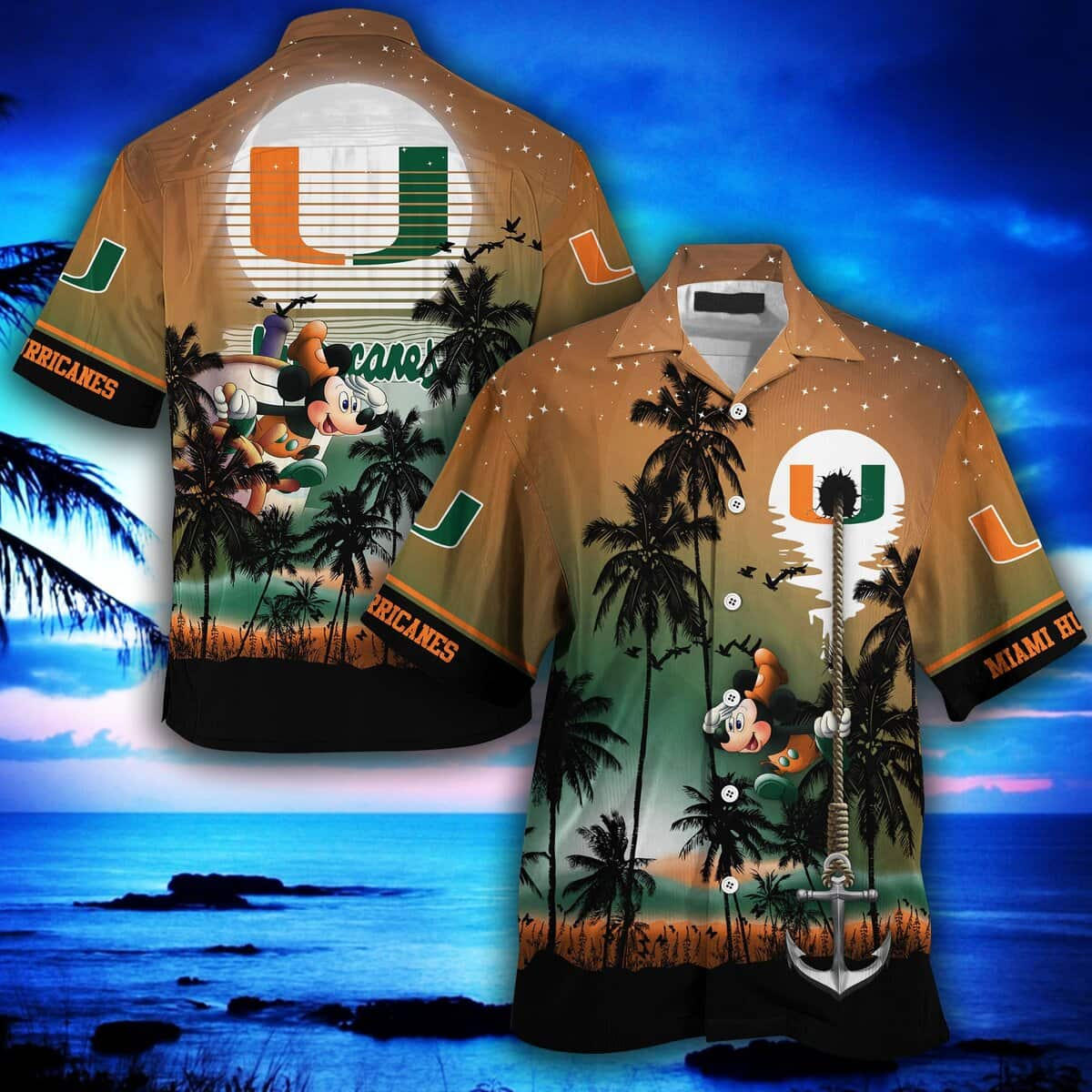 Cool Mickey Mouse Disney Miami Hurricanes Hawaiian Shirt LW