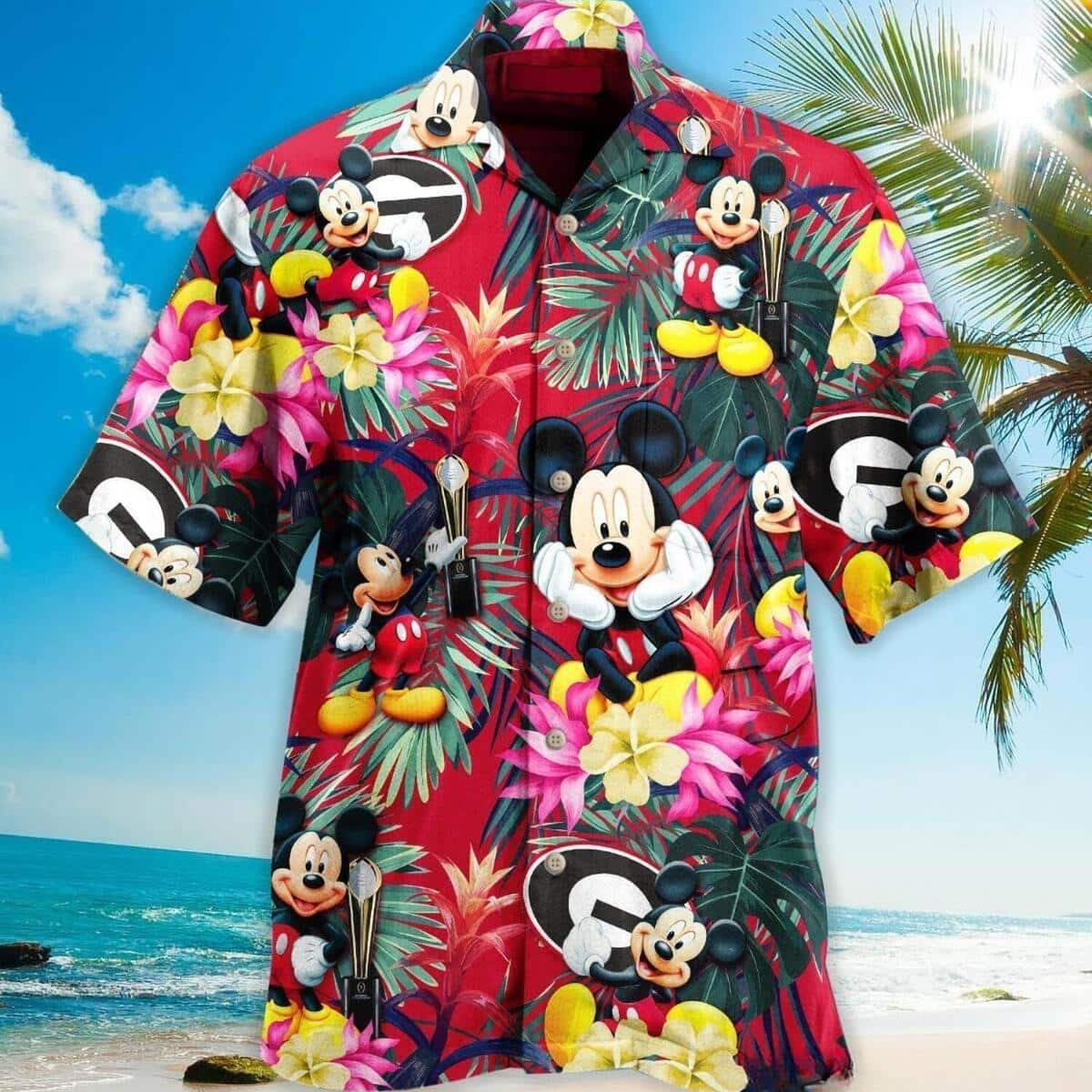 Cool Mickey Mouse Georgia Bulldogs Uga Hawaiian Shirt EC