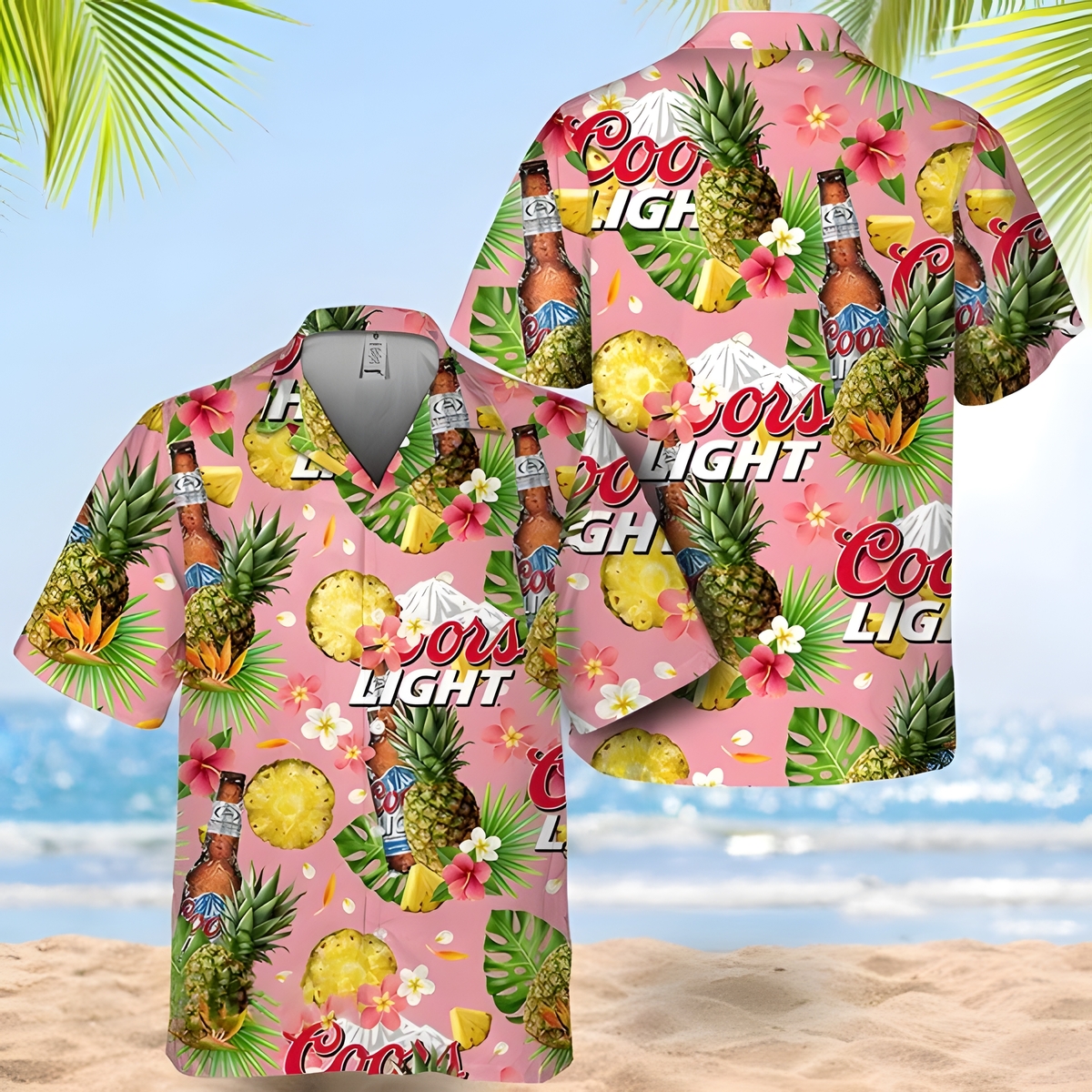 Coors Light Beer Pineapple Pattern Hawaiian Shirt EK