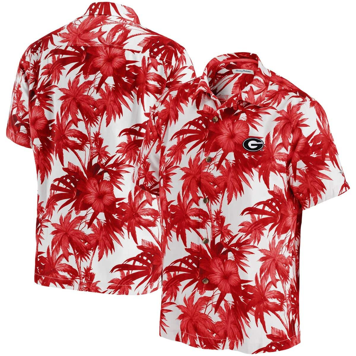 Georgia Bulldogs Uga Red Hibiscus Flowers Hawaiian Shirt VR