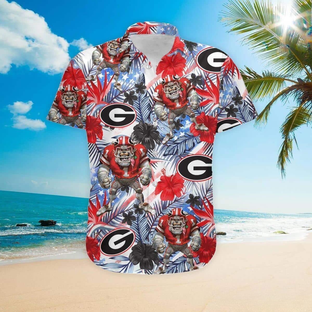 Georgia Bulldogs Uga Tropical Flora Hawaiian Shirt LC