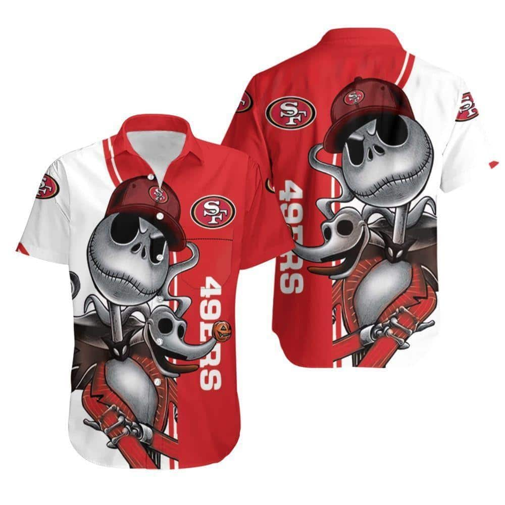 Jack Skellington And Zero NFL San Francisco 49Ers Hawaiian Shirt ZC