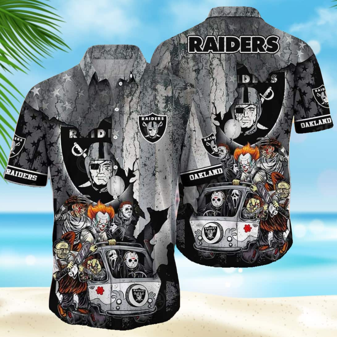 Las Vegas Raiders Halloween Characters Football Hawaiian Shirt WN