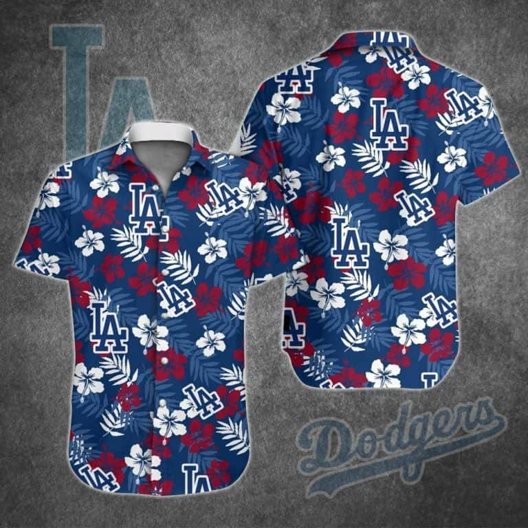 Los Angeles Dodgers Hibiscus Flower Pattern Hawaiian Shirt XV