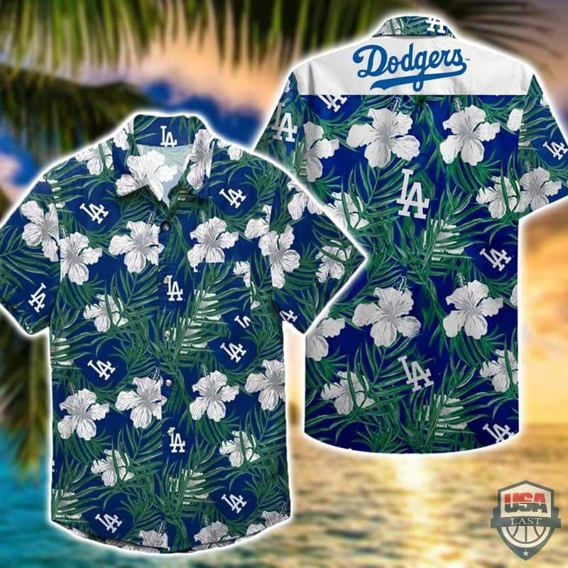 Los Angeles Dodgers Hibiscus Pattern Hawaiian Shirt CT