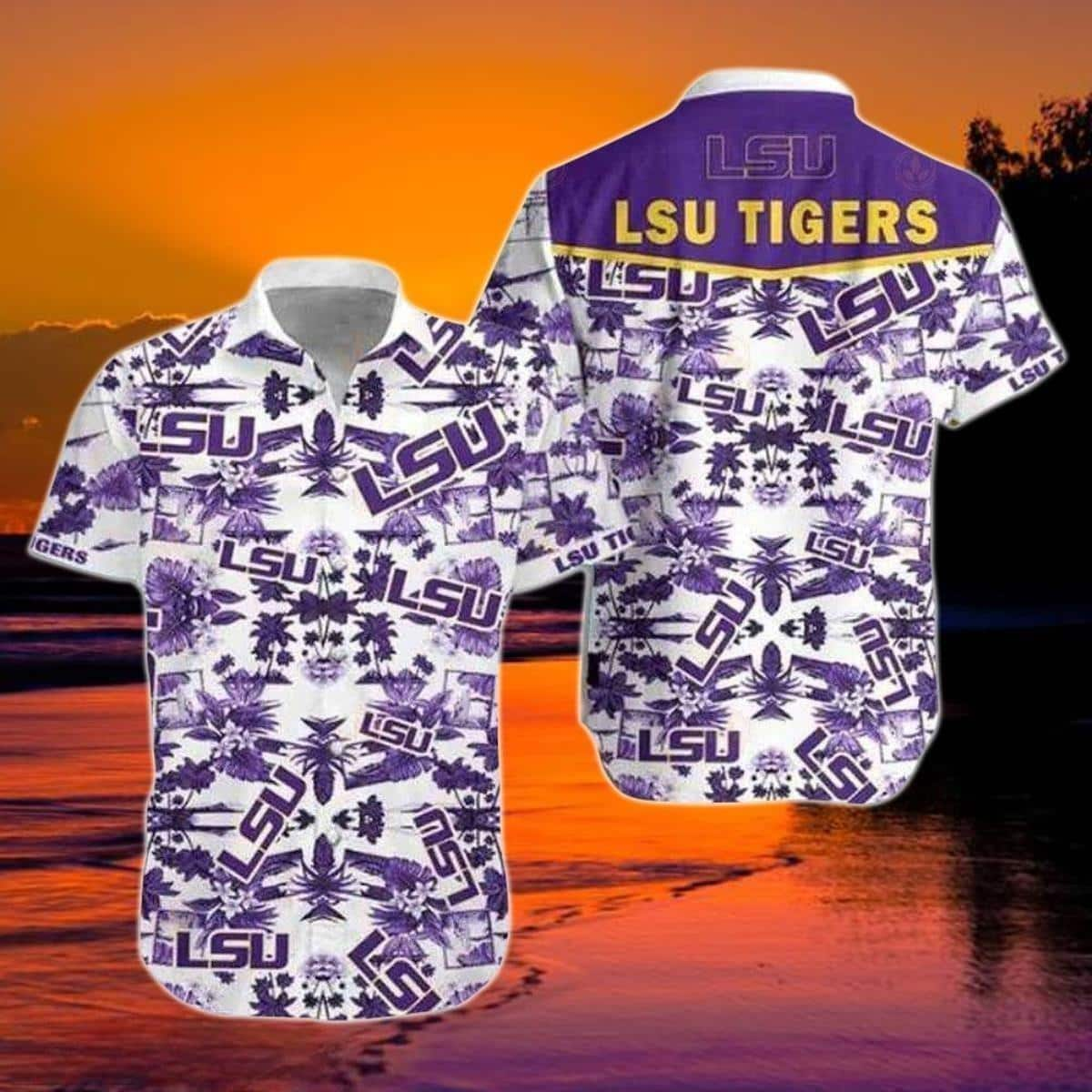 Lsu Tigers Tropical Palm Tree Hawaiian Shirt KY