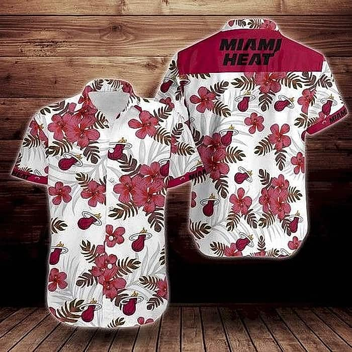 Miami Heat Red Hibiscus Flower Hawaiian Shirt TC