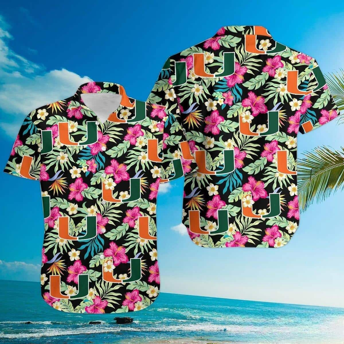 Miami Hurricanes Hibiscus Pattern Hawaiian Shirt IE