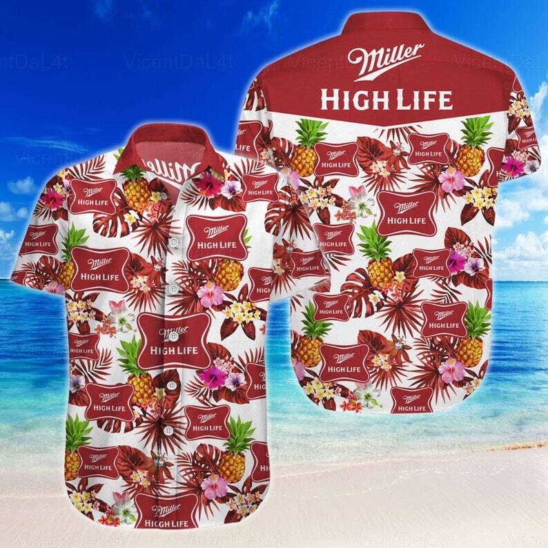 Miller High Life Tropical Pattern Hawaiian Shirt BK