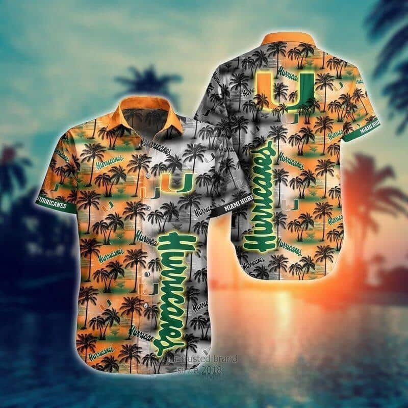 NCAA Miami Hurricanes Coconut Tree Pattern Hawaiian Shirt RY