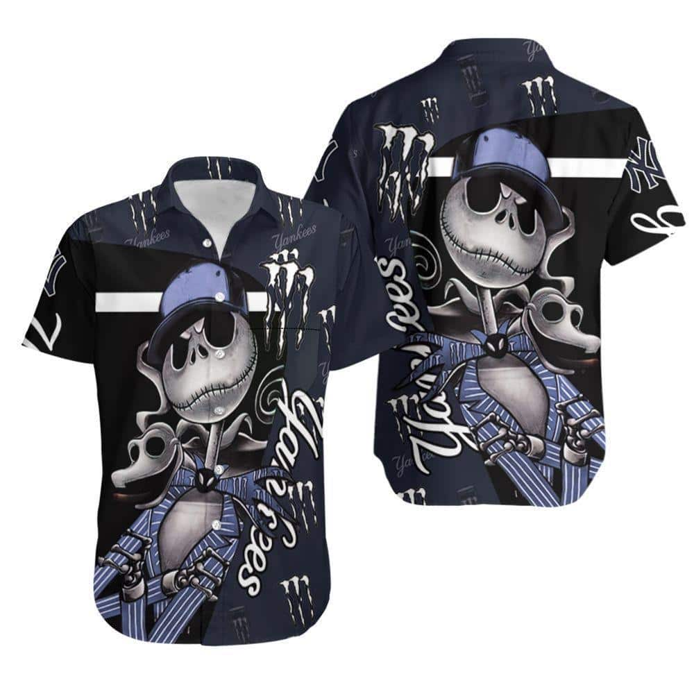 New York Yankees Monster Energy Logo Jack Skellington Hawaiian Shirt JF