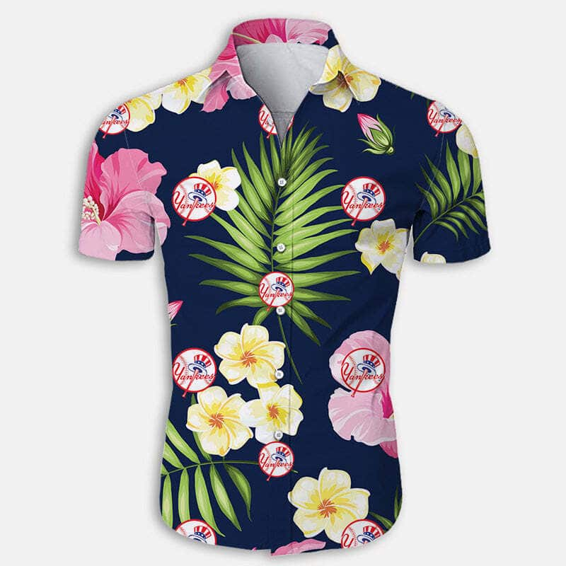 New York Yankees Tropical Flower Pattern Hawaiian Shirt TR