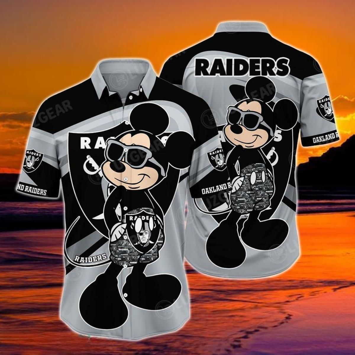 NFL Las Vegas Raiders Disney Mickey Mouse Hawaiian Shirt HQ