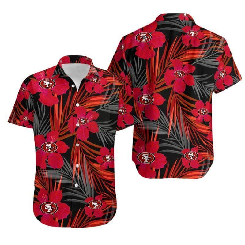 NFL San Francisco 49Ers Hibiscus Flower Pattern Hawaiian Shirt QZ