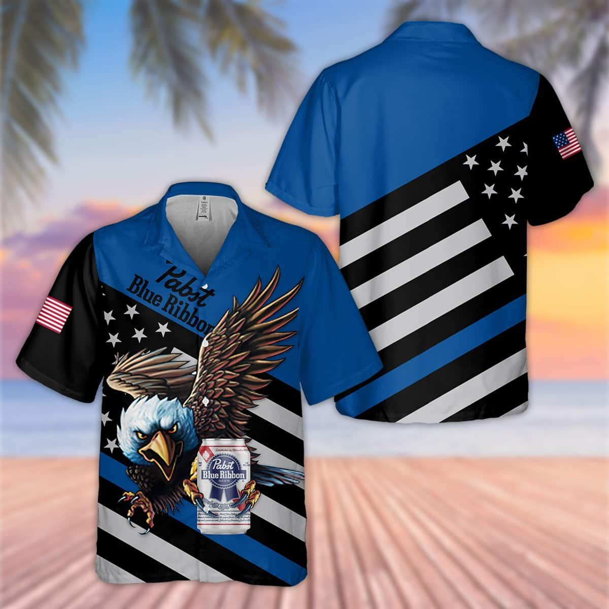 Pabst Blue Ribbon Beer Eagle Independence Day 4Th Of July Hawaiian Shirt DS