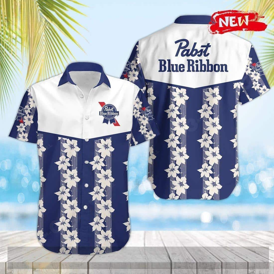 Pabst Blue Ribbon Beer Fathers Day Hawaiian Shirt WX