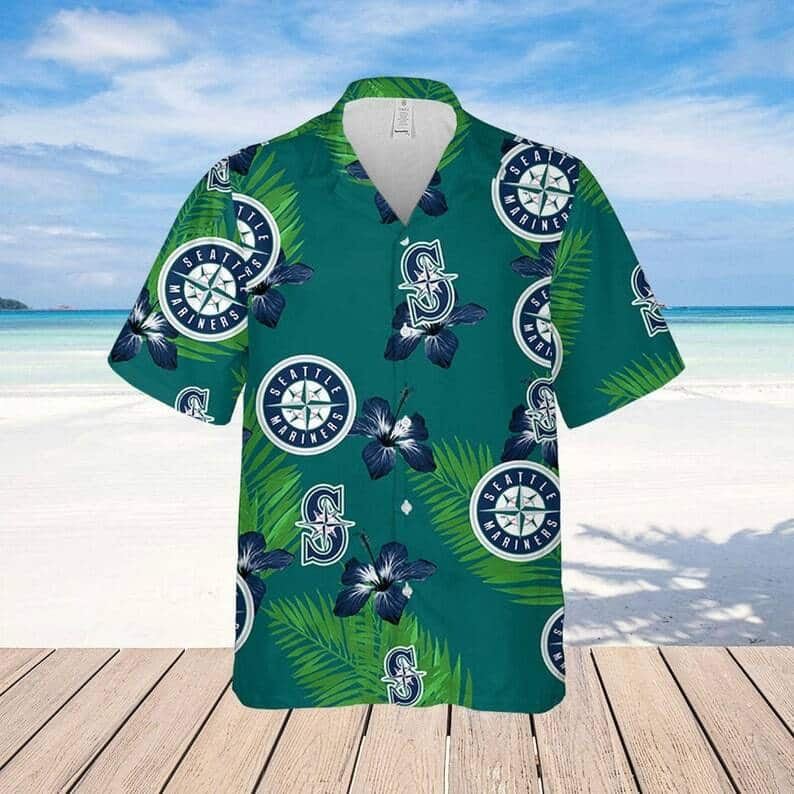 Seattle Mariners Hibiscus Flower Pattern Hawaiian Shirt GL