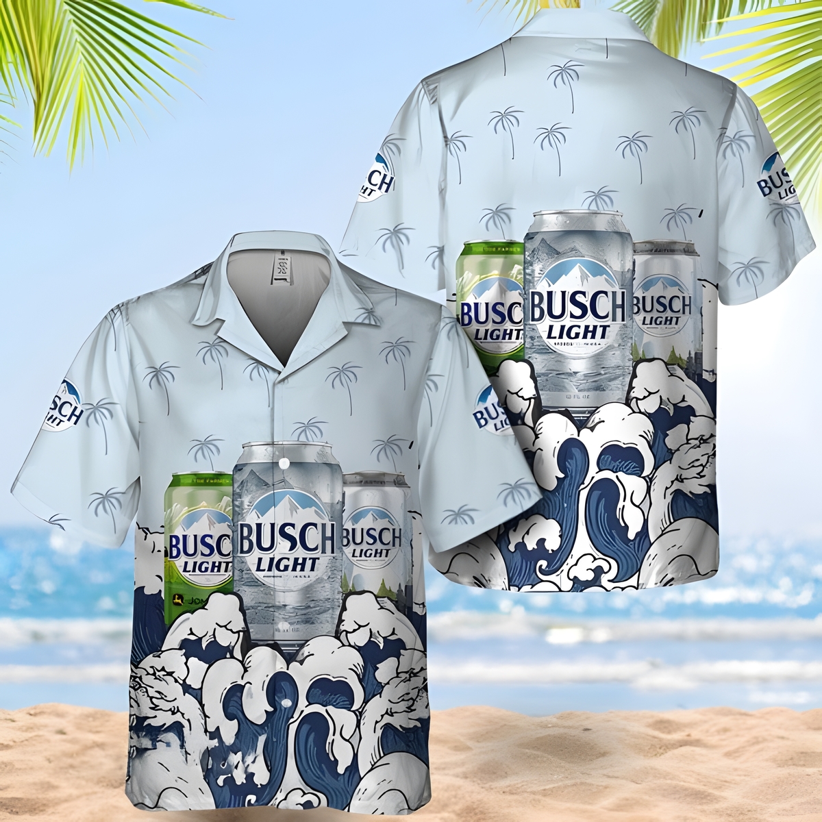 Waves Busch Light Beer Hawaiian Shirt CZ