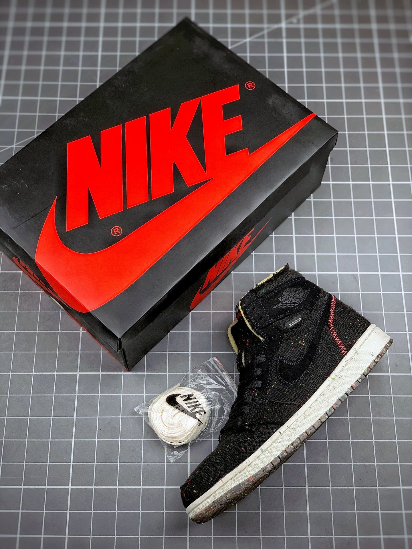 Air Jordan 1 High Zoom Crater Black Wolf Grey-Flash Crimson