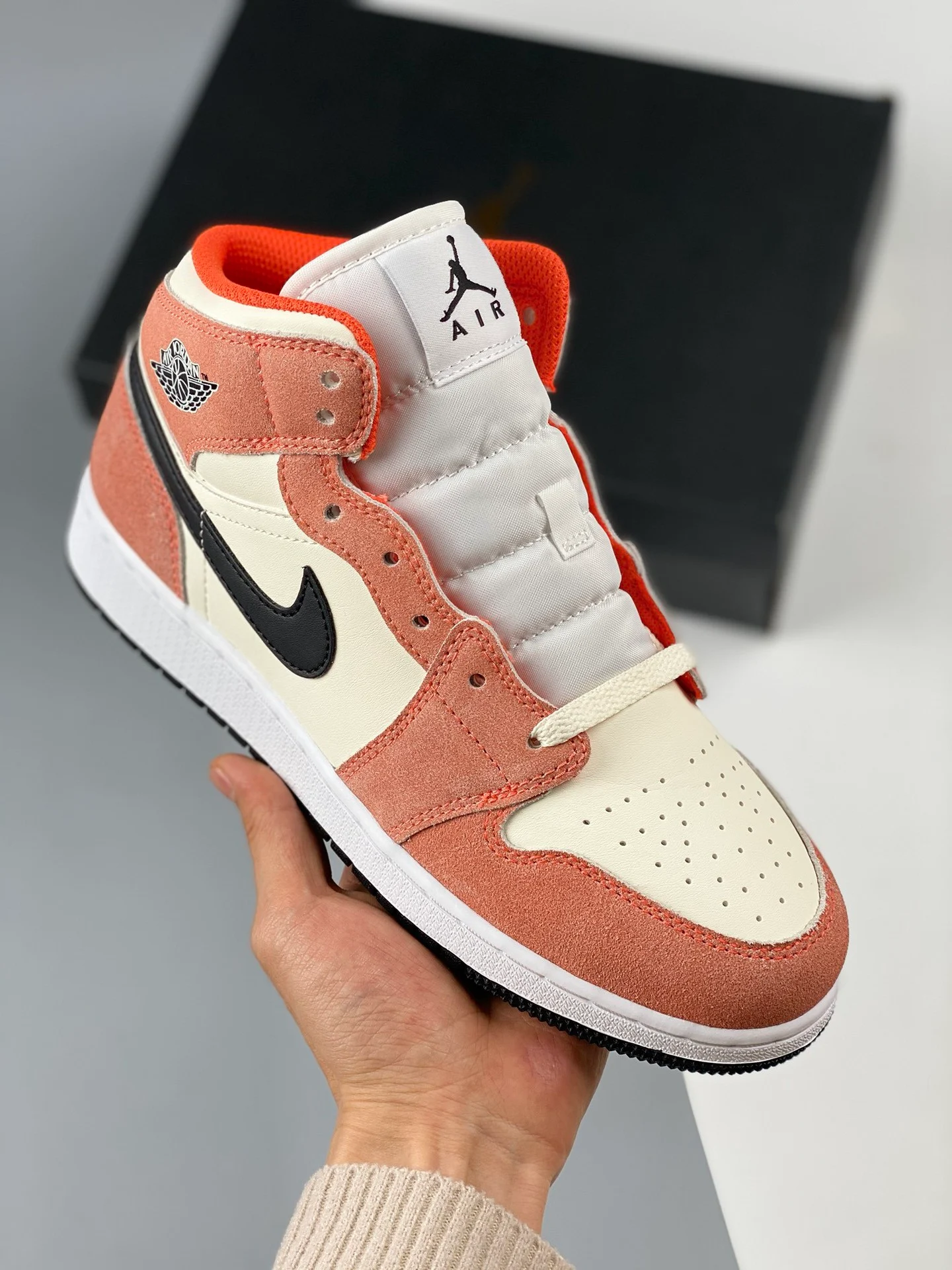 Air Jordan 1 Mid Orange Suede Team Orange Black-White-Iron Grey DV1336-800 For Sale