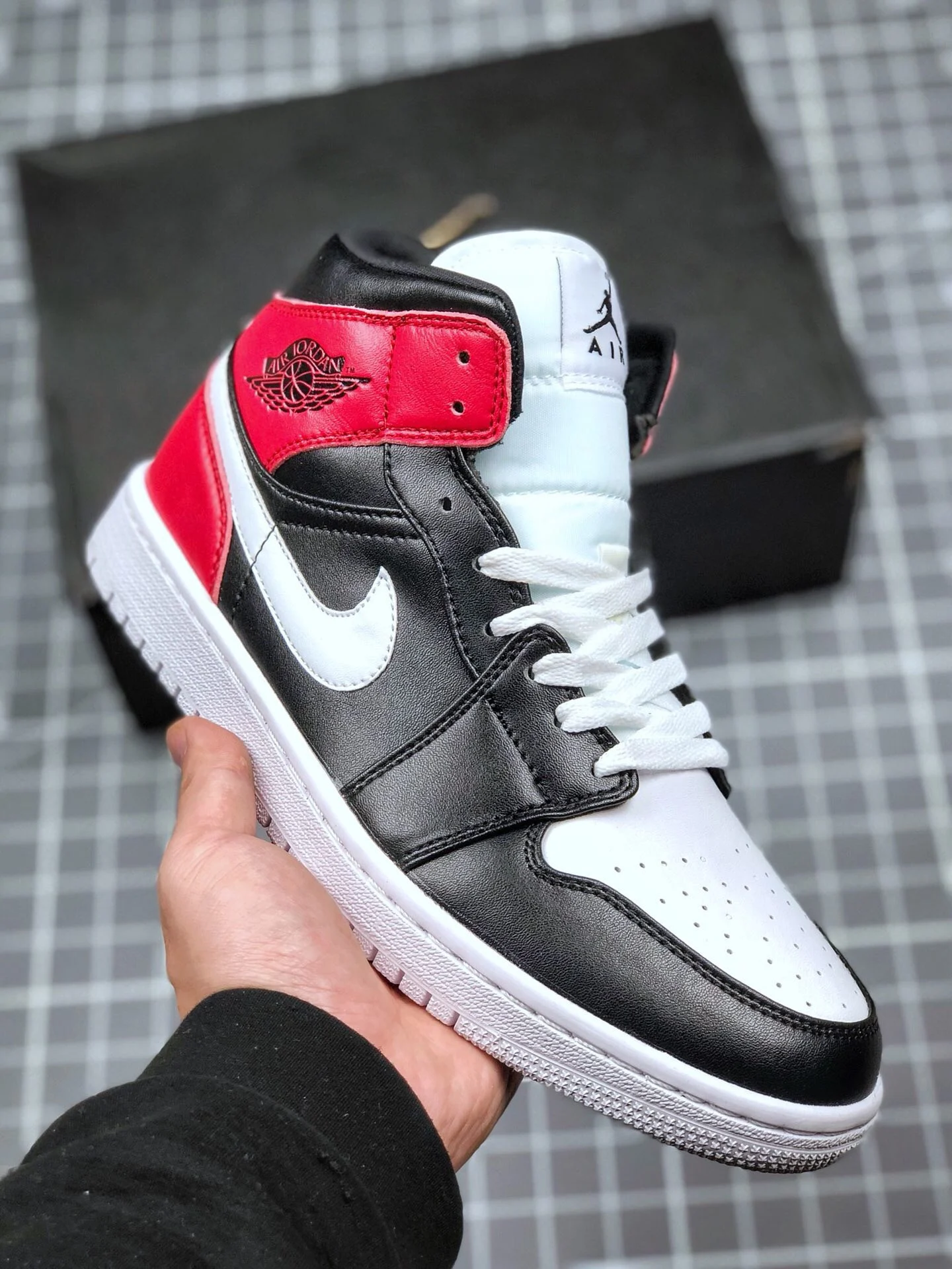 Air Jordan 1 Mid Black White-Noble Red BQ6472-016 On Sale