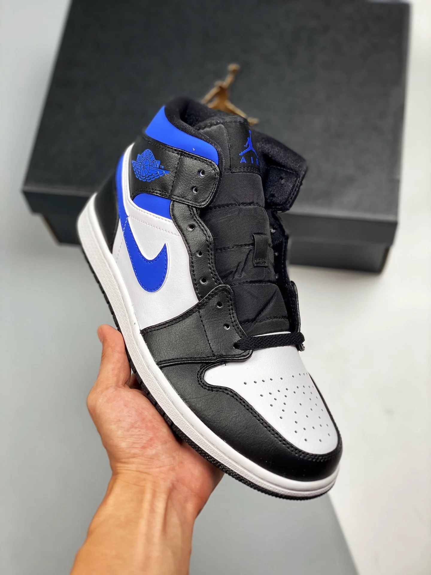 Air Jordan 1 Mid Black White Royal 554724-140 For Sale