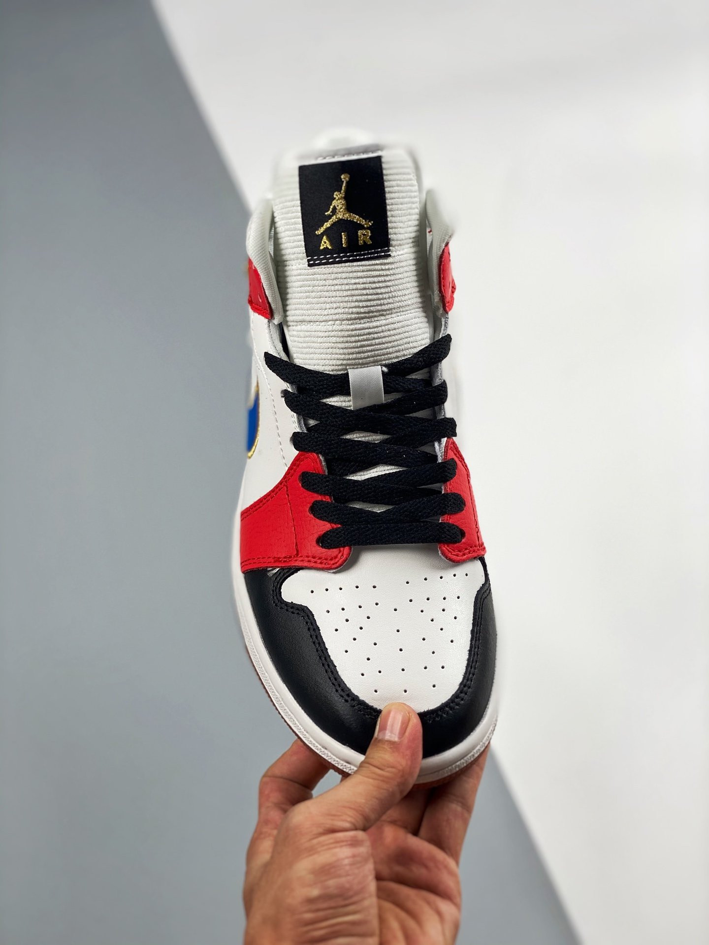 Air Jordan 1 Mid Sail Red Black Blue Gold DC1426-100 For Sale