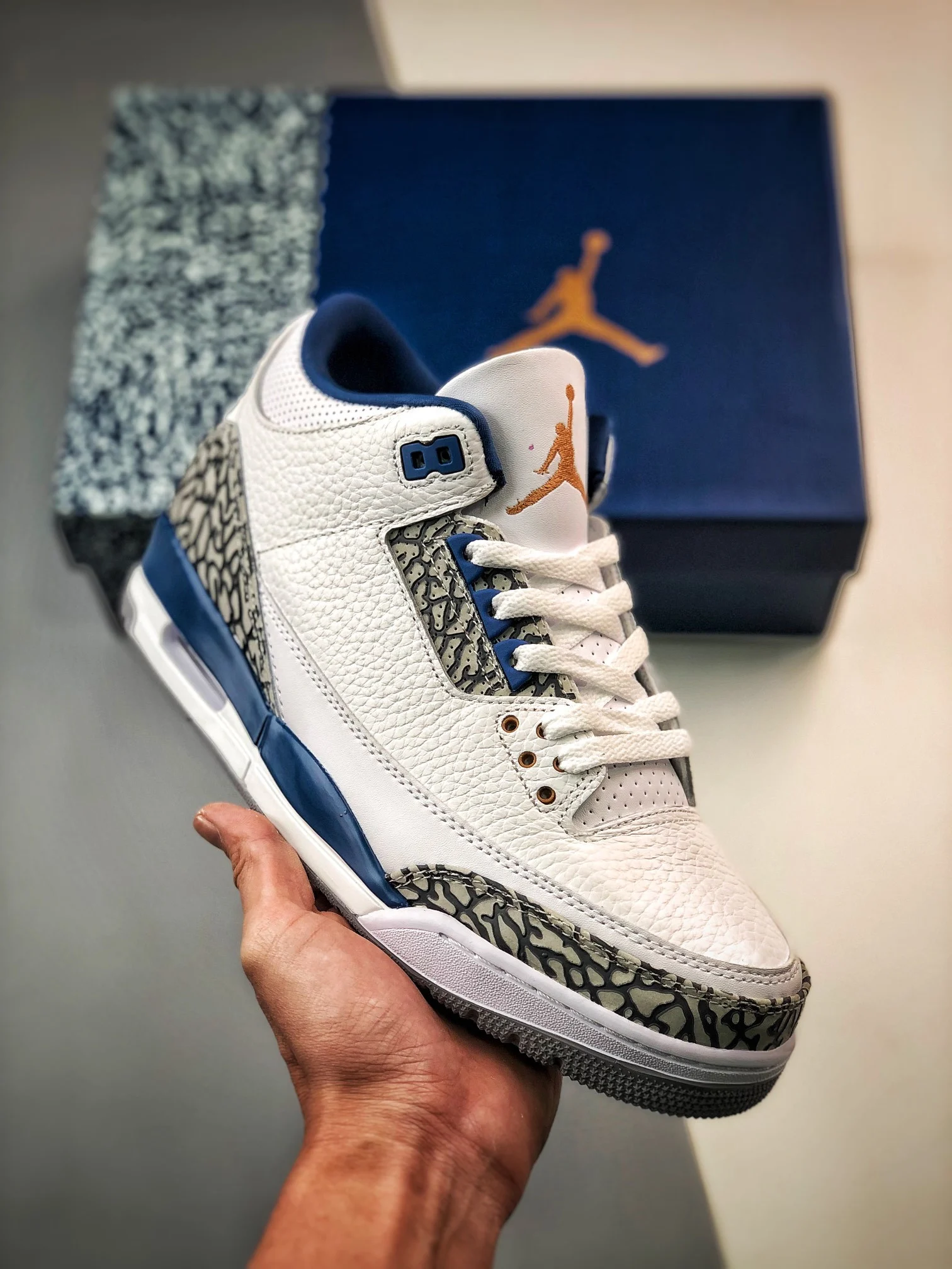 Air Jordan 3 Wizards PE White Metallic Copper-True Blue CT8532-148 For Sale