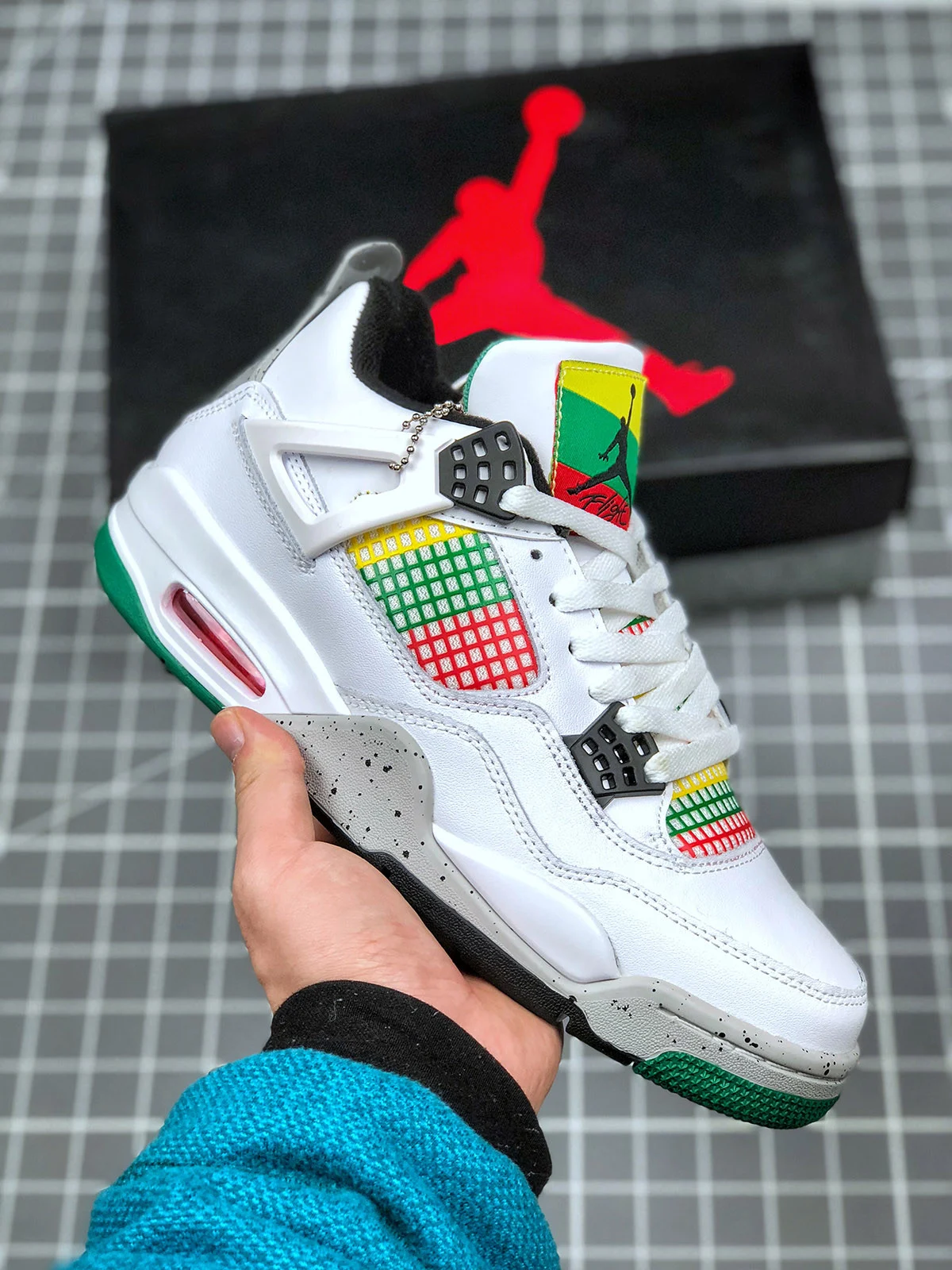 Air Jordan 4 Carnival White University Red-Lucid Green-Black For Sale