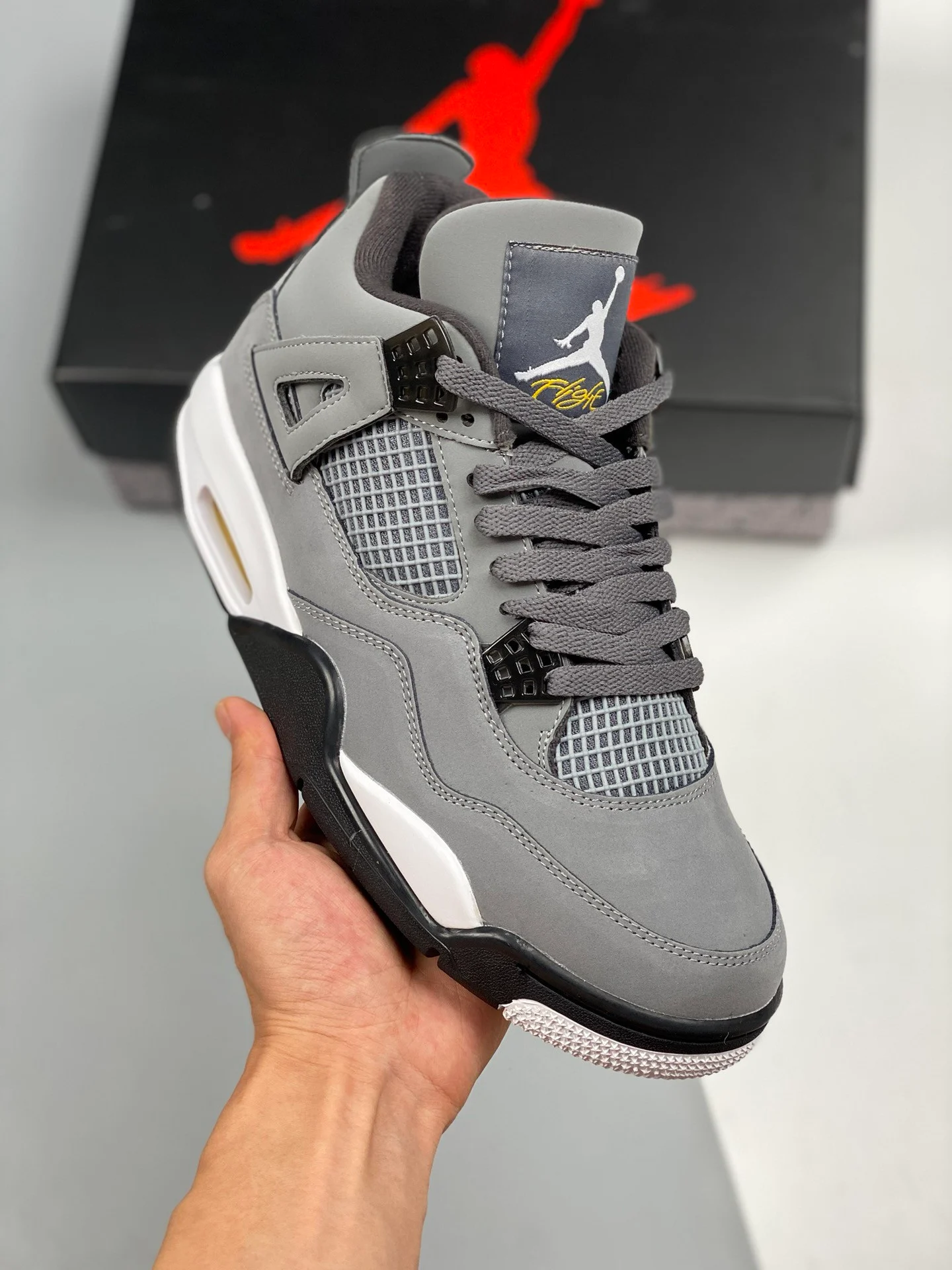 Air Jordan 4 Retro Cool Grey Chrome-Dark Charcoal-Varsity Maize For Sale