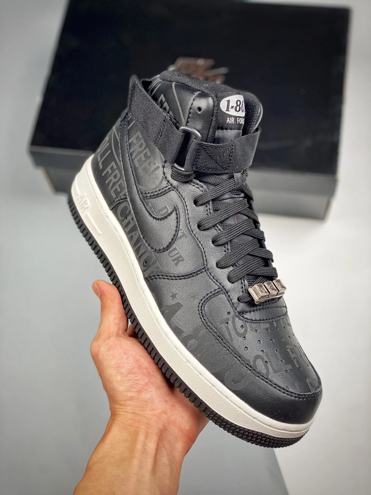 Nike Air Force 1 High 07 Premium Toll Free Black Sail-Vast Grey For Sale