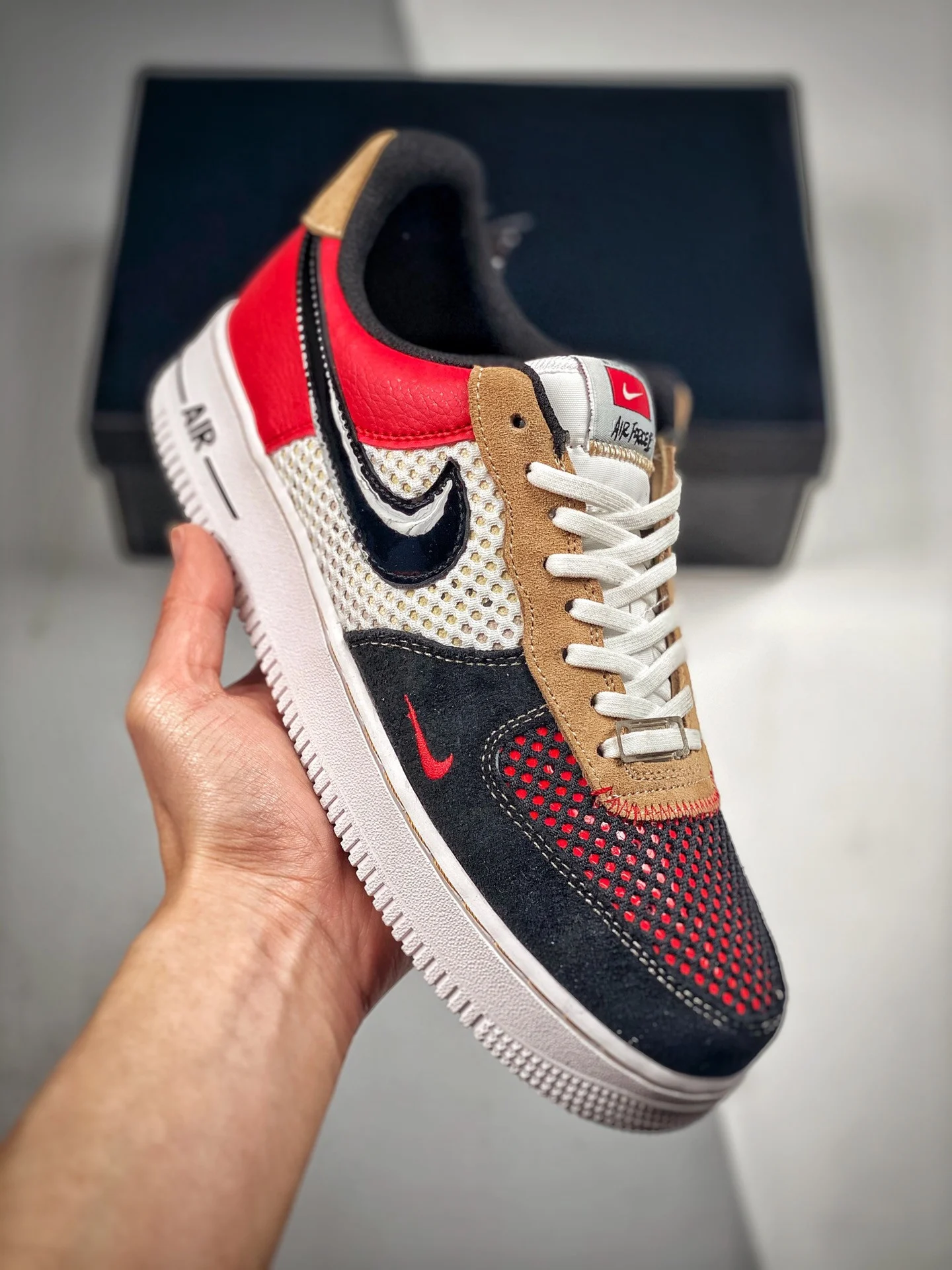 Nike Air Force 1 Low Alter & Reveal Black White-Red-Tan For Sale