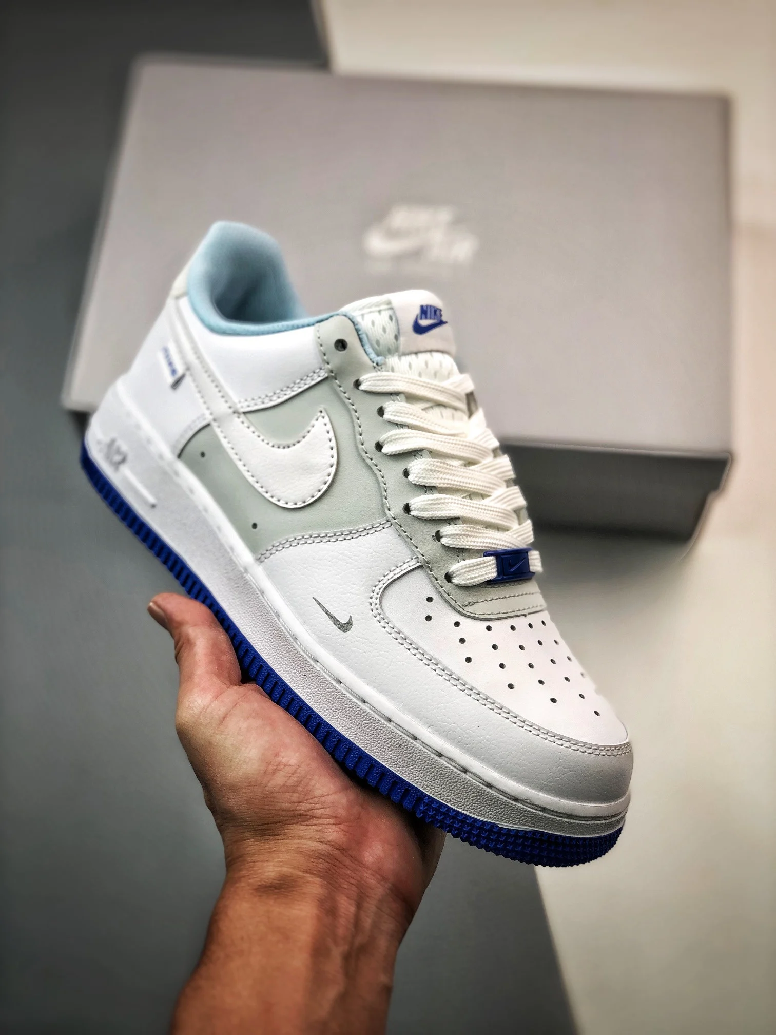 Nike Air Force 1 Low White Grey Blue FB1844-111 For Sale