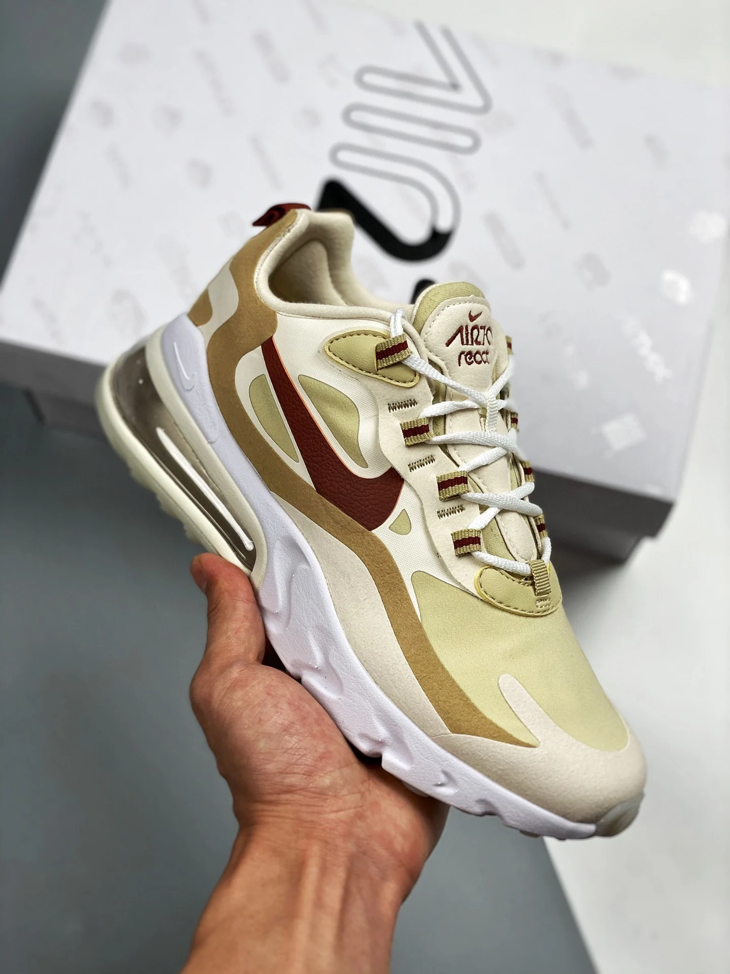 Nike Air Max 270 React Mars Yard Red Beige AT6174-700 For Sale