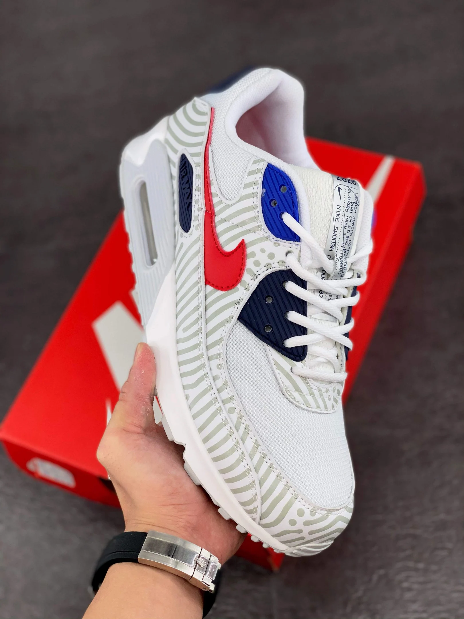 Nike Air Max 90 Euro Tour White Red CW7574-100 For Sale