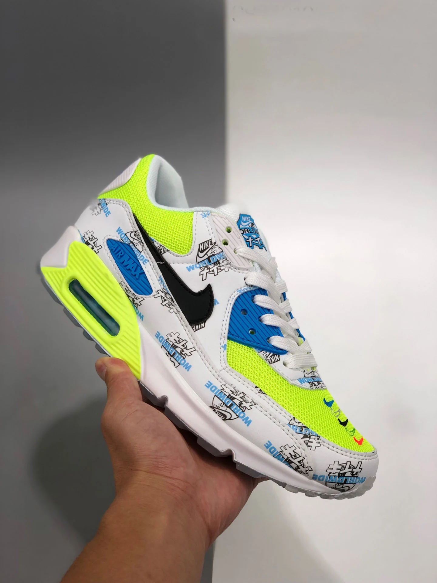 Nike Air Max 90 Worldwide White White-Volt-Blue Fury