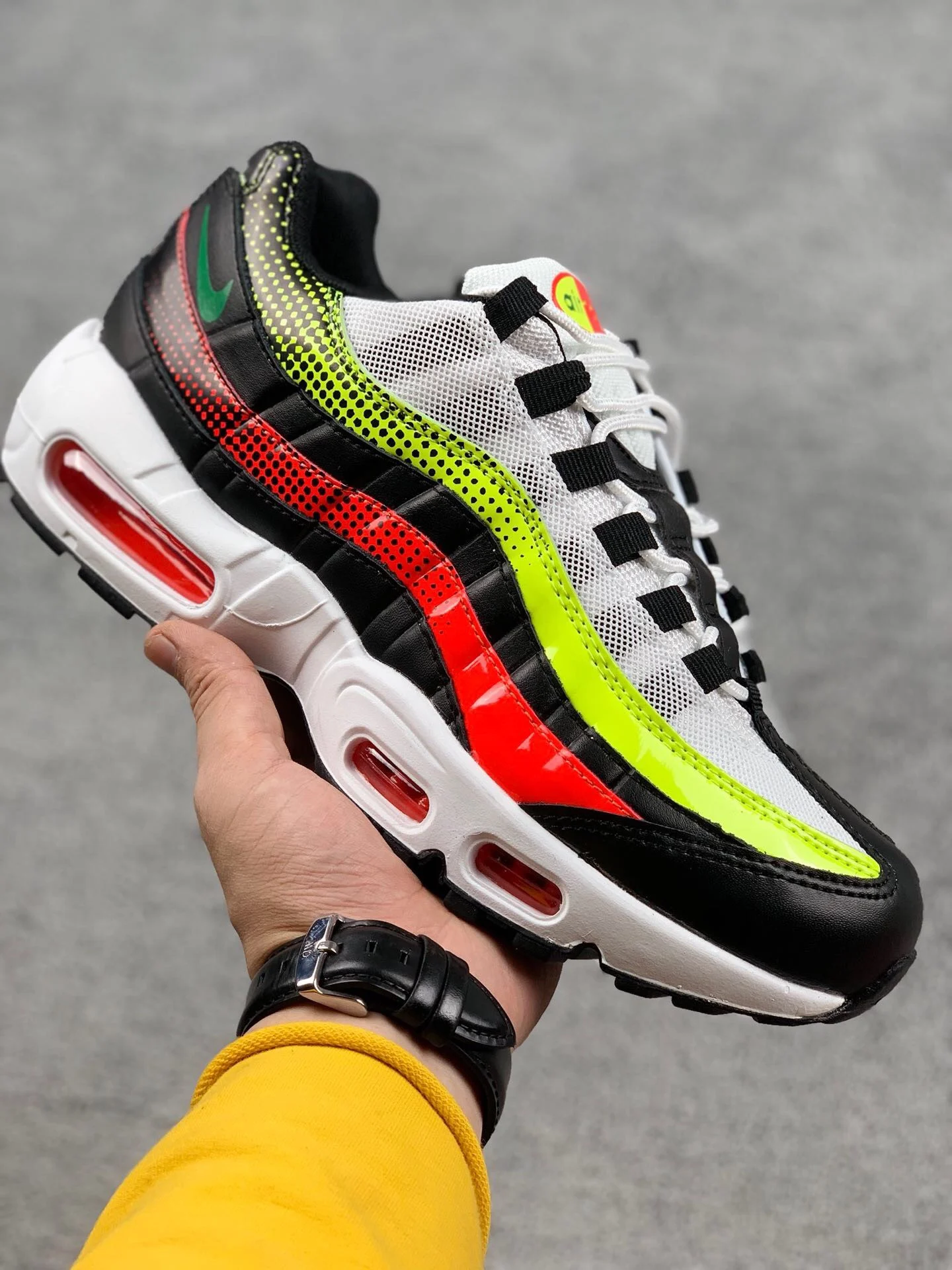 Nike Air Max 95 SE Black White-Volt-Solar Red AJ2018-004 On Sale