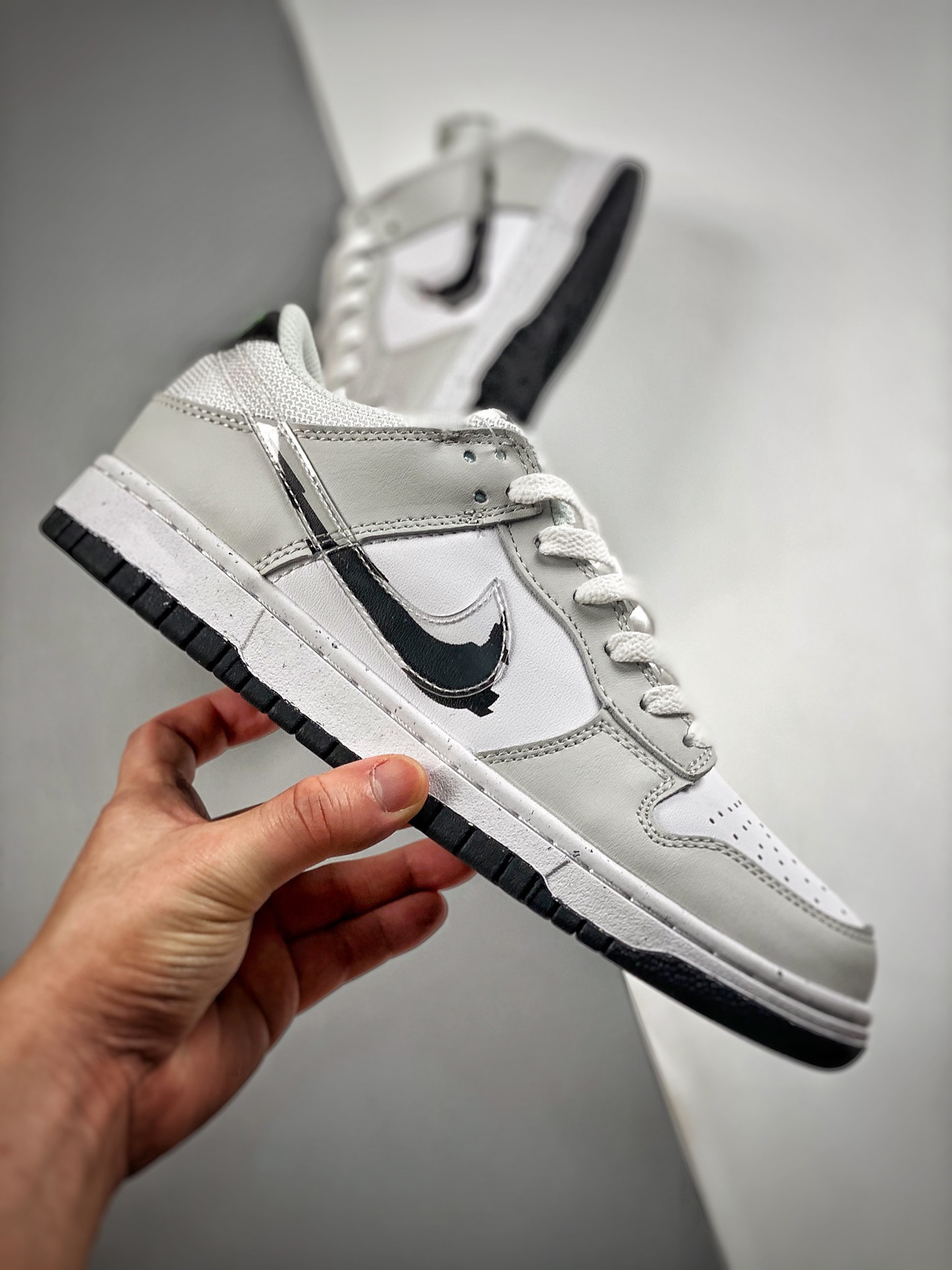 Nike Dunk Low Glitch Swoosh White Grey DV3033-001 For Sale