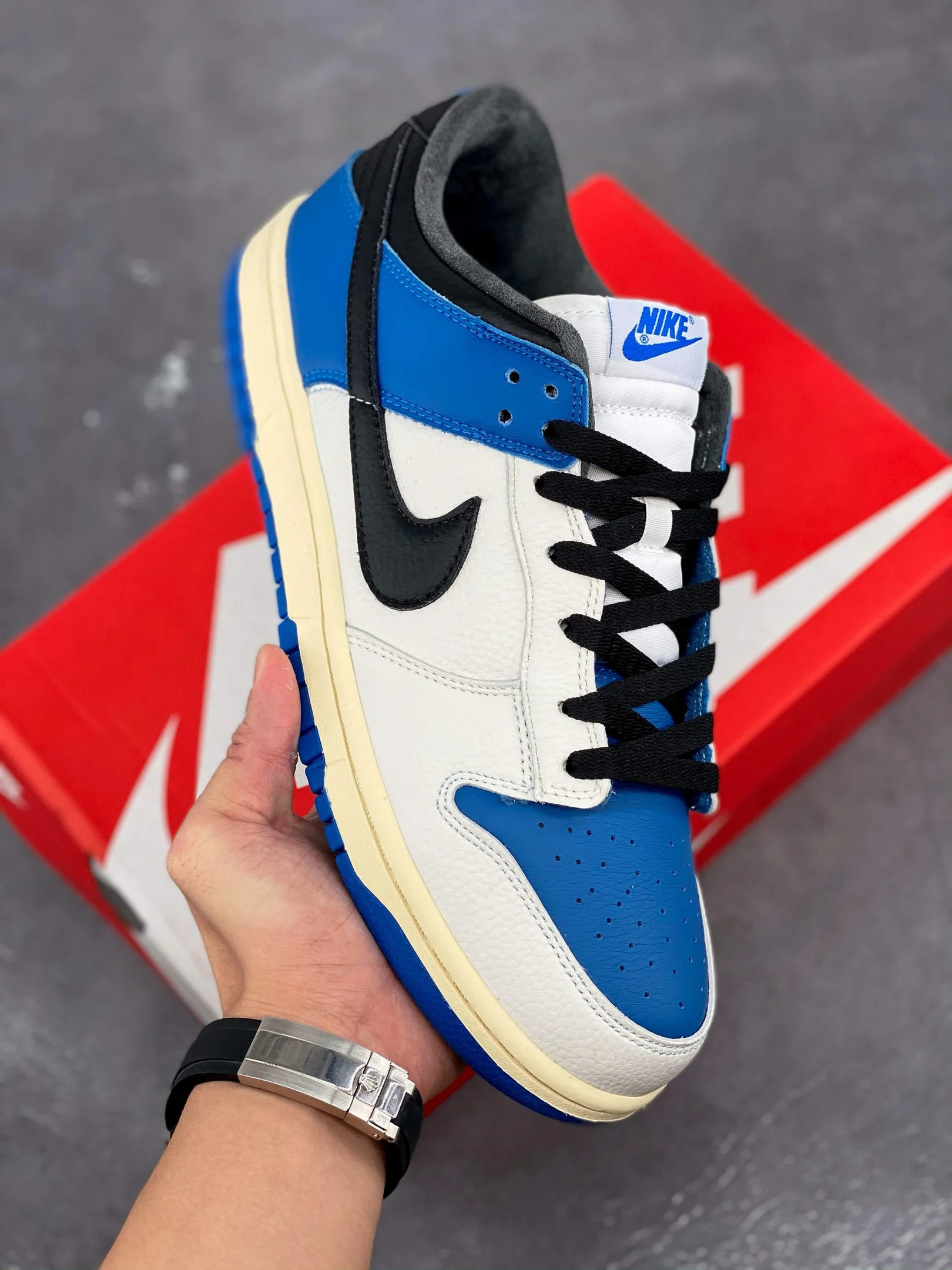 Nike Dunk Low White Royal Blue Black For Sale