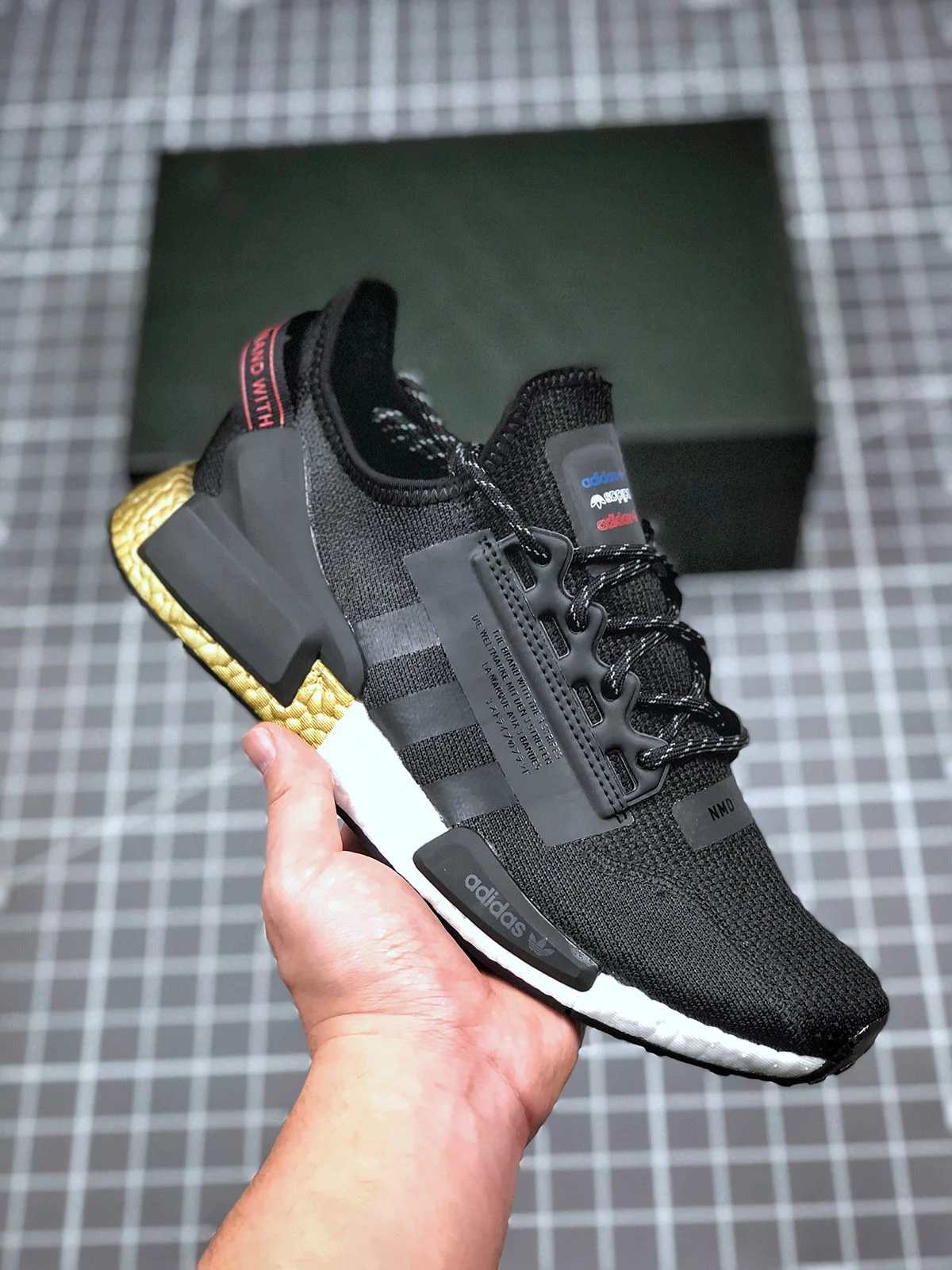 Adidas NMD R1 V2 Black Metallic Gold For Sale