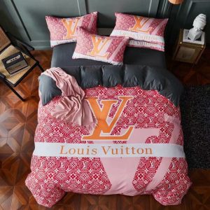 Louis Vuitton Logo Brand Bedding Set Bedroom Luxury Home Decor Bedspread